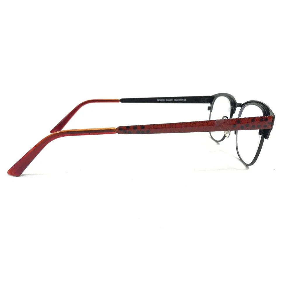 Menizzi Eyeglasses Frames M3018 Col.01 Black Red Spotted Square 46-17-143